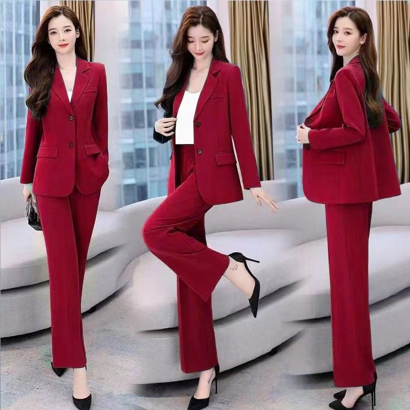 Business Suit Wide Leg Pants Two-piece Suit For Women formal