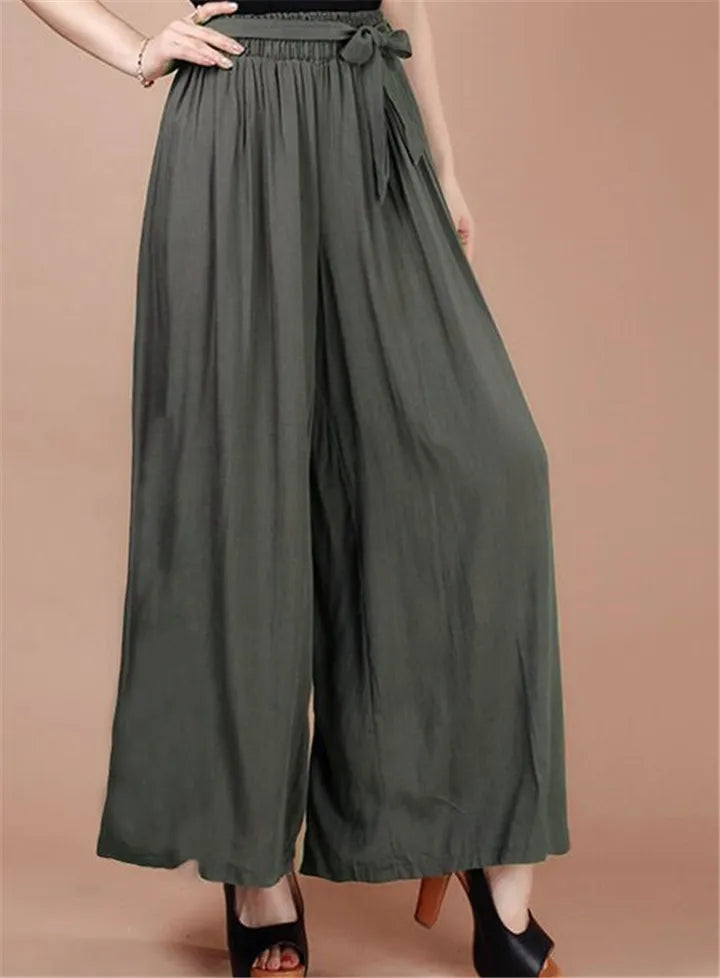 Women' Summer Casual Bohemian Wide Leg Pants thin cotton linen Trousers fashion Skirts pants