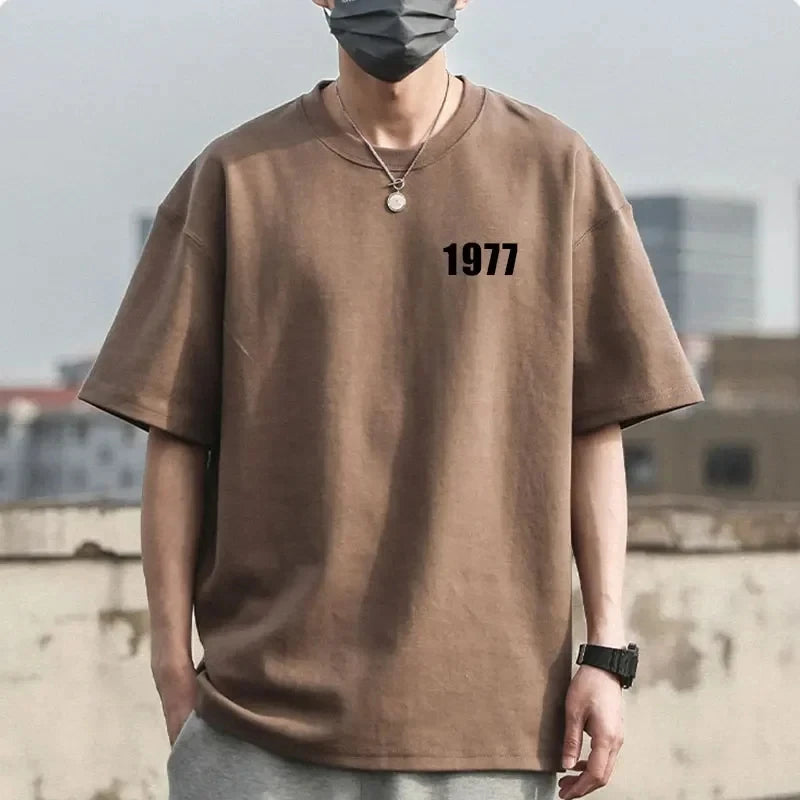 Men's Cotton Heavyweight Large Size Loose T-Shirt Retro Street Short Sleeve T-Shirt 260 Grams High Quality T-Shirt NO.Women