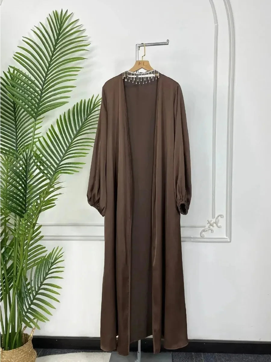 Dress Muslim Women Abaya 2 Piece Set with Inner Dress Islam Party Dresses Kaftan Robe Longue Vestidos Largo
