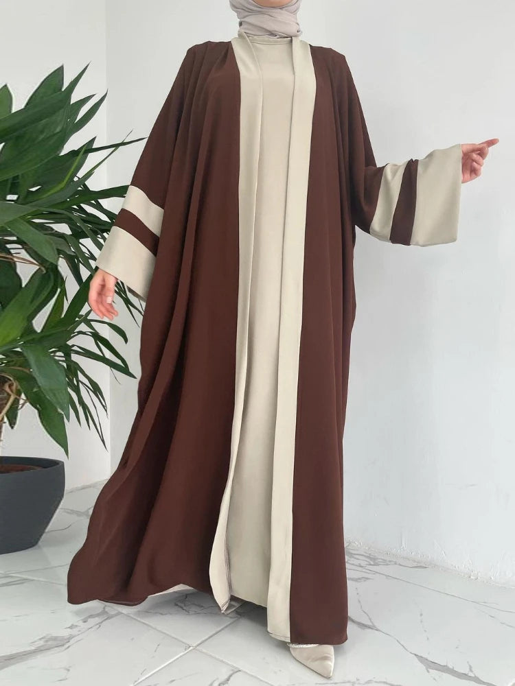 Eid Muslim Dress & Abayas for Women 2 Piece Set Musulman Ensembles Ramadan Caftan Abaya Kaftan Long Robe