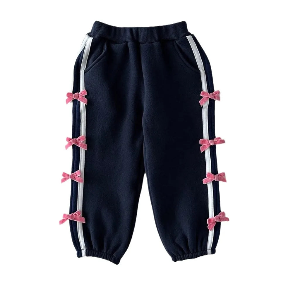 Spring New Baby Girl Vertical Striped Sports Pants Infant Cute Bow Sweatpants Toddler Versatile Casual Pants Kids Trousers kids girls toddlers