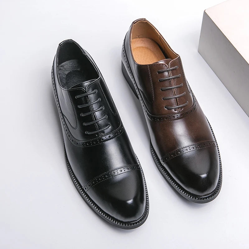 Luxury Men's Business Leather Shoes Formal Black Dress Shoes male Oxford Wedding Office Shoes