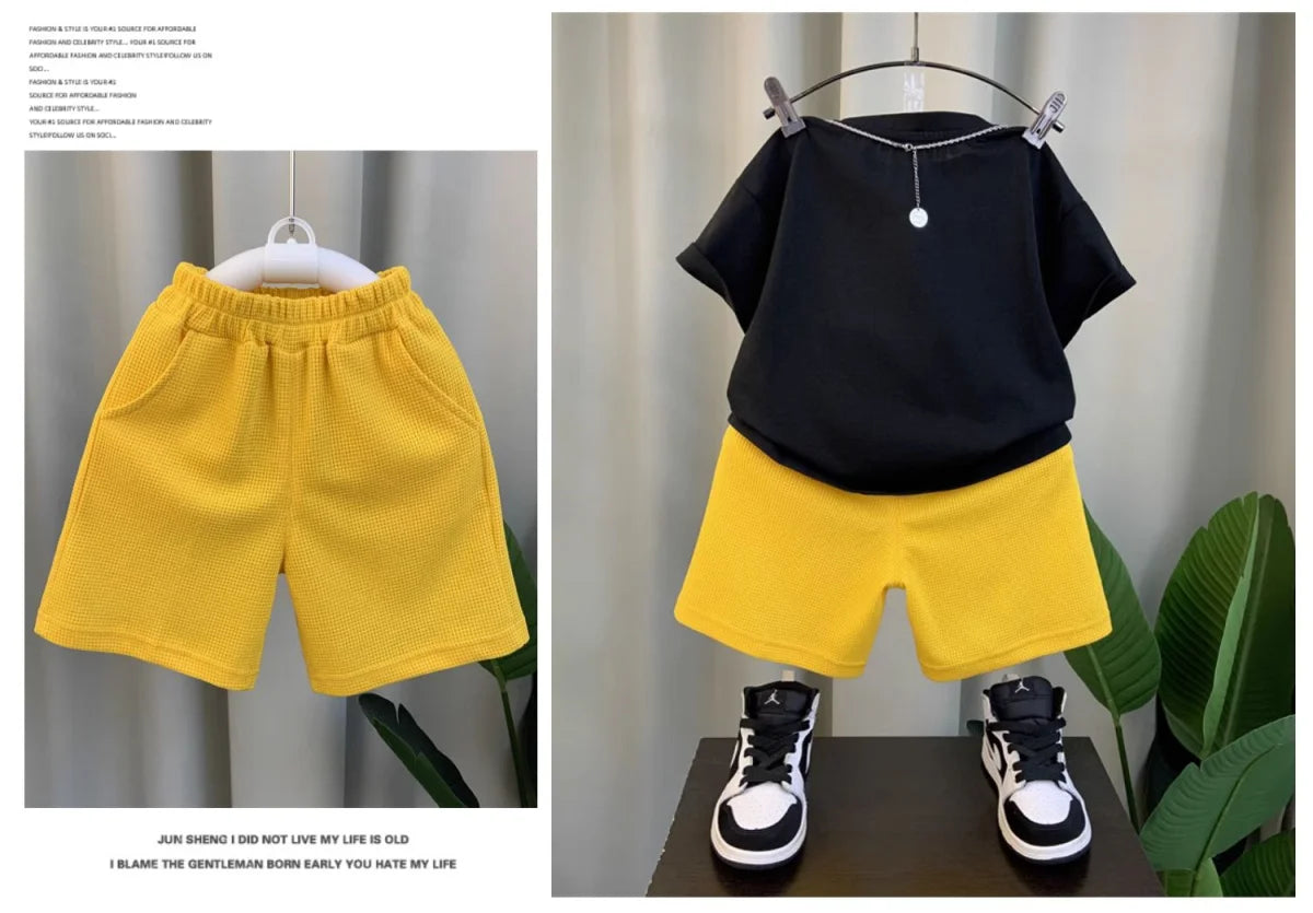 Boutique Baby Boys Outfits Summer Fashion Short Sleeve Shirts + Shorts Two Piece Kids