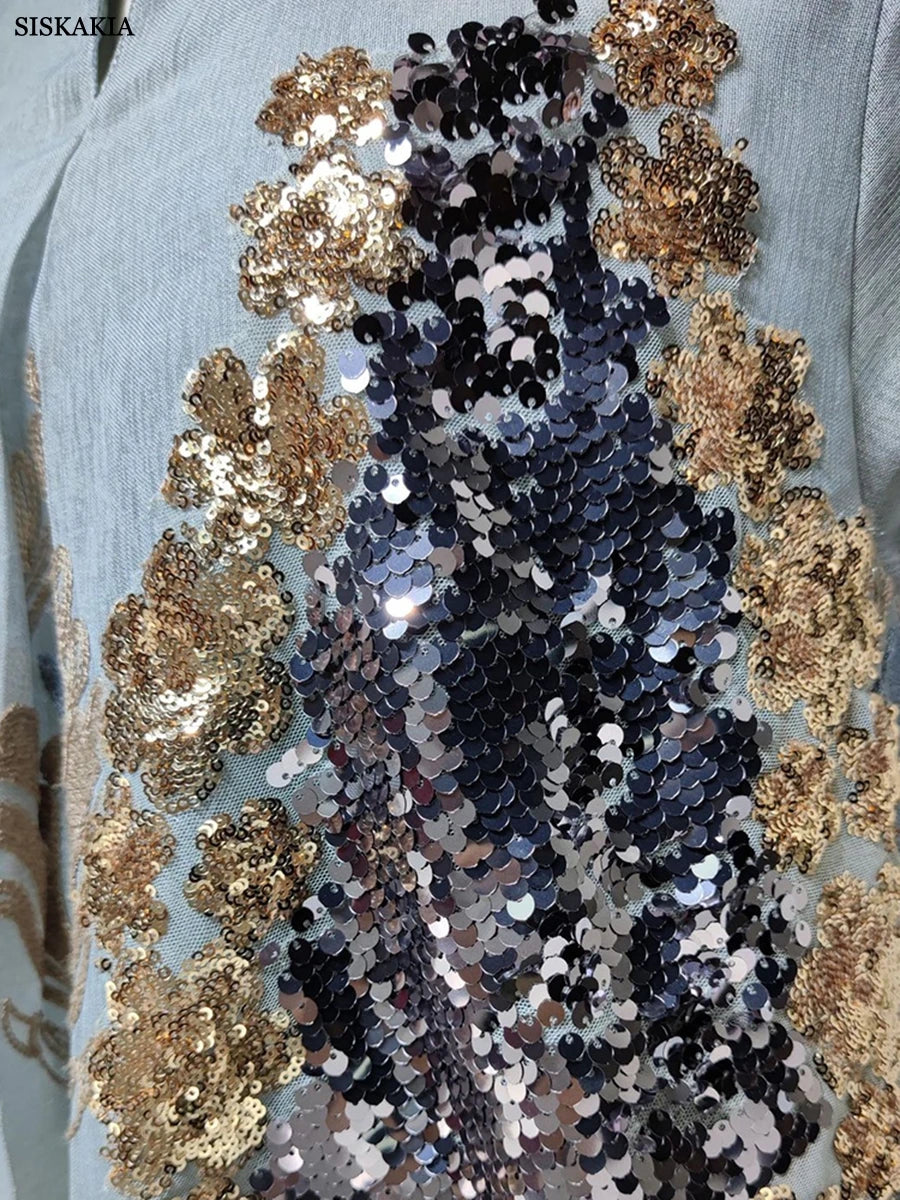 Dubai Fashion Mesh Embroidery Evening Party Gown Jalabiyat Saudi Arab Casual Robe African Women Caftan Clothing