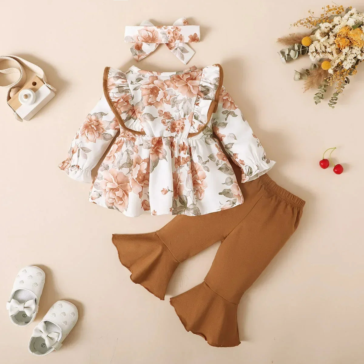 Newborn Girl Clothes Set New Born Baby Clothes Toddler Girl Outfits Baby Bodysuit Bow Pants Headband Infant 0-24M Baby Clothes