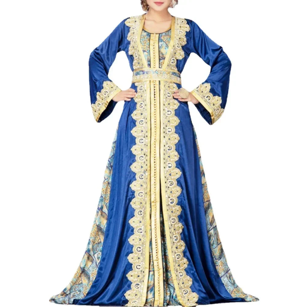 Maxi Dress Abaya for Women Eid Ramadan Long Evening Dresses Long Sleeve Kaftan Robe Elegante Femme