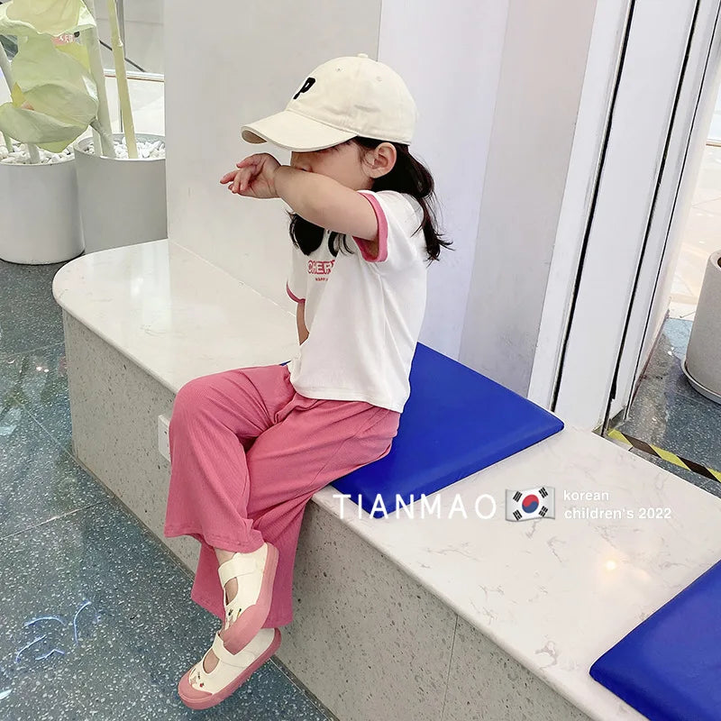 Summer Girls Clothes Sets Short Sleeve T-shirt+Pants Baby Girl Outfit Set Children Casual Clothes Kids Clothes Girls 2Pcs 2-7Yrs