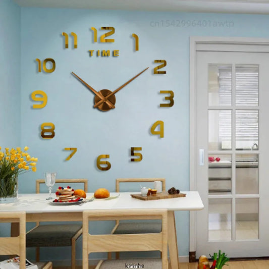 Modern Design Large Wall Clock 3D DIY Quartz Clocks Fashion Watches Acrylic Mirror Stickers Living Room Home Decor Horloge