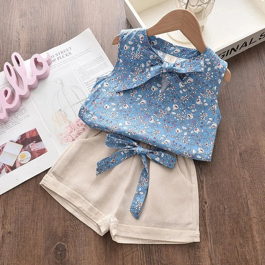 Menoea 2-Pieces Sets Baby Girls Fashion Clothes for Children's Clothing New Summer Kids Plaid Suspender Vest Pants Suits Outfits
