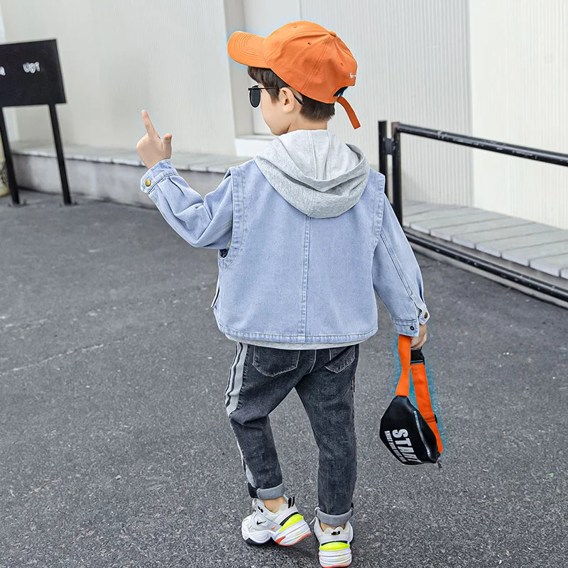 Autumn Boys Vest + stitching coat 2 piece set kids clothes boys fashion design children clothes boys