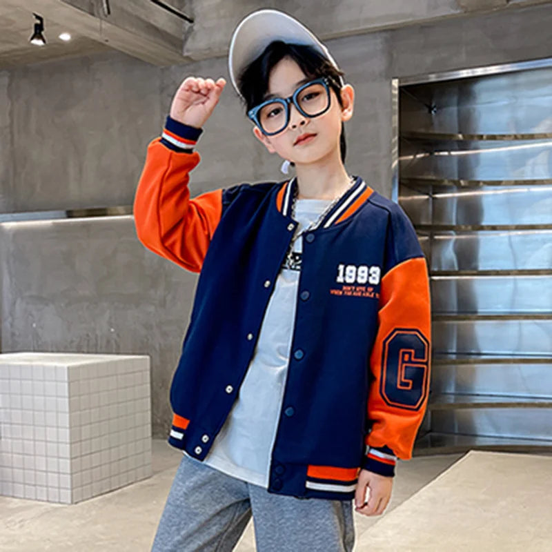 Trends Kids Jackets New Boy Baseball Clothes Fashion Children's Coat Spring Autumn Casual Top Teenager Letter Tracksuit