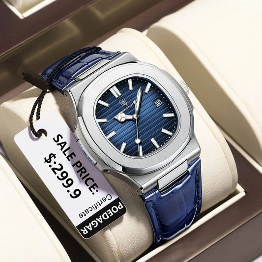 Luxury Man Wristwatch Waterproof Luminous Date Leather Men's Watches Sports Square Men Watch Casual Quartz Male Clocks