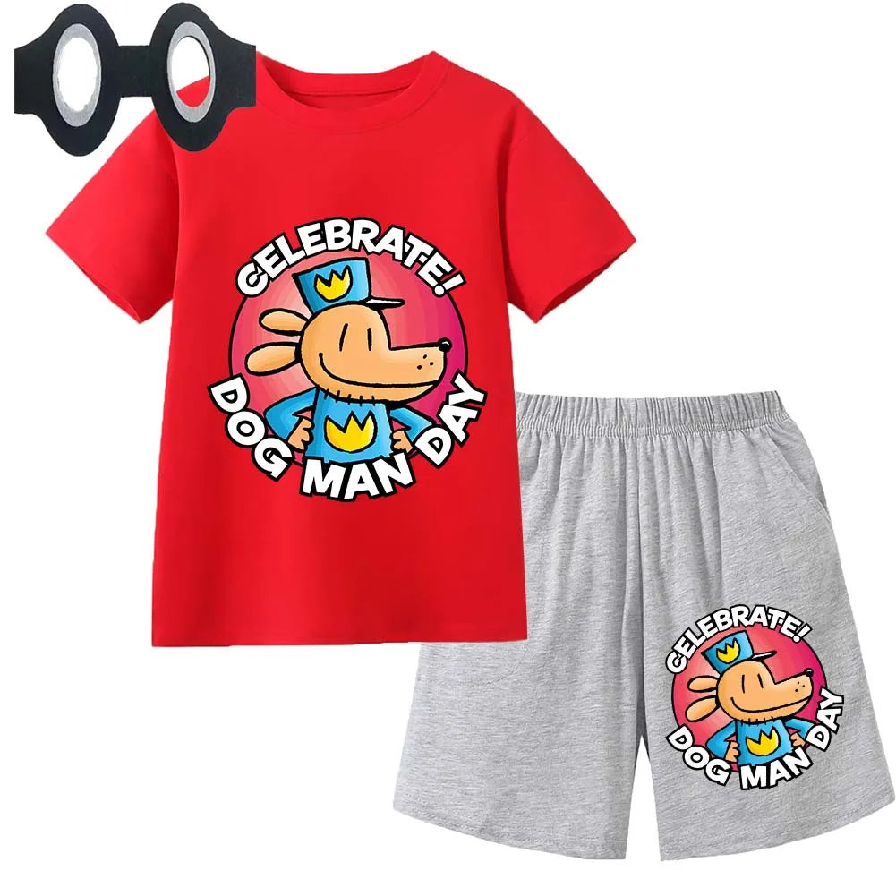 Hot Sale Cartoon Kids TShirt Shorts Mask 3PCS Captain Underpants DogMan Baby Boys Girls Clothe Summer Children Cotton T-Shirt
