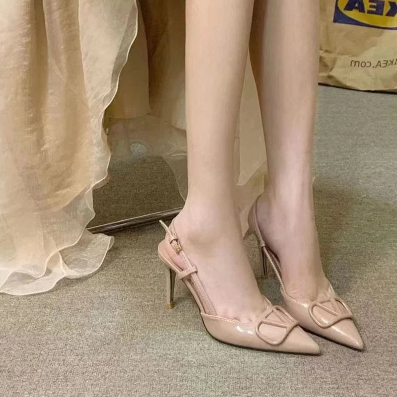 Ladies Shoes Brand Buckle Strap Women's Sandals Slingbacks Pointed Toe Thin Heels Ladies Pumps Party Heeled Sandals Women
