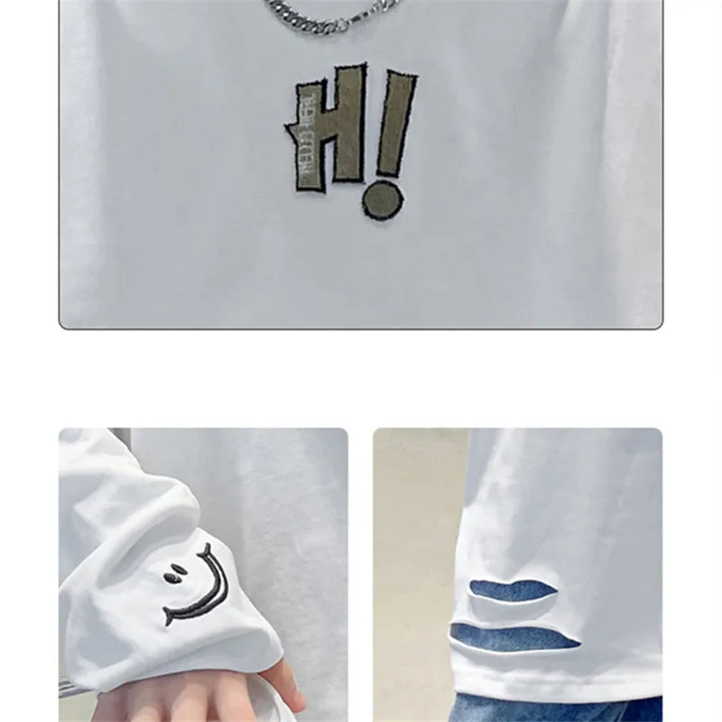 Spring Teenage Boys Long Sleeve Cotton Tshirt For School Kids Casual White T-shirt For 5 6 7 8 9 10 11 12 13 14 Years
