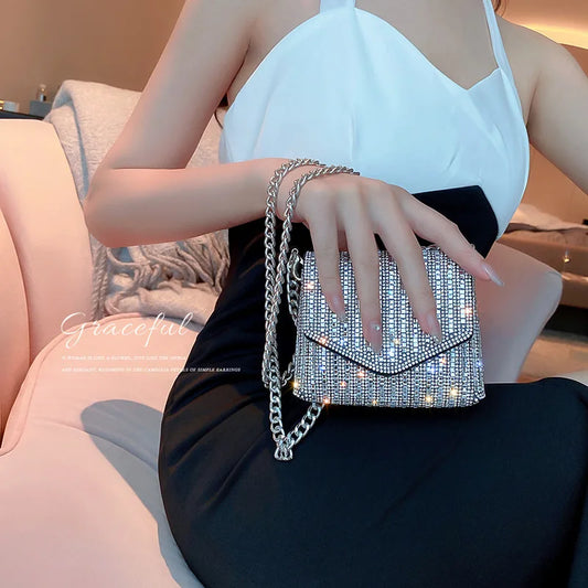 Luxury Designer Handbag Fashion Rhinestone Purse with Chain Evening Clutch Bag for Wedding Purse Lady Crossbody Bags