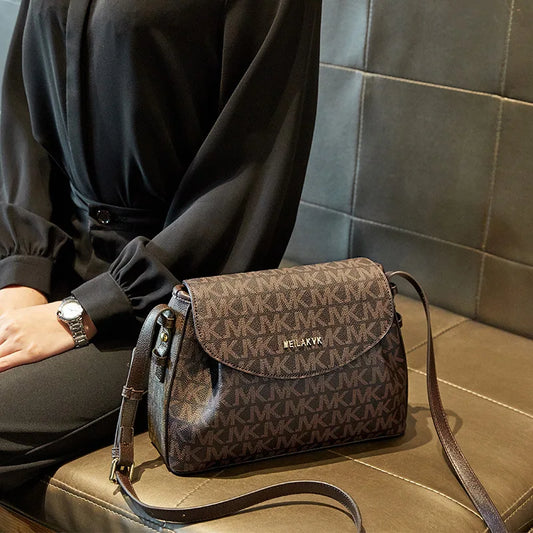 MK Monogram Women Bag Temperament Fashion Crossbody Bags Simple Retro Shoulder Bag Fashion Portable Messenger Bag