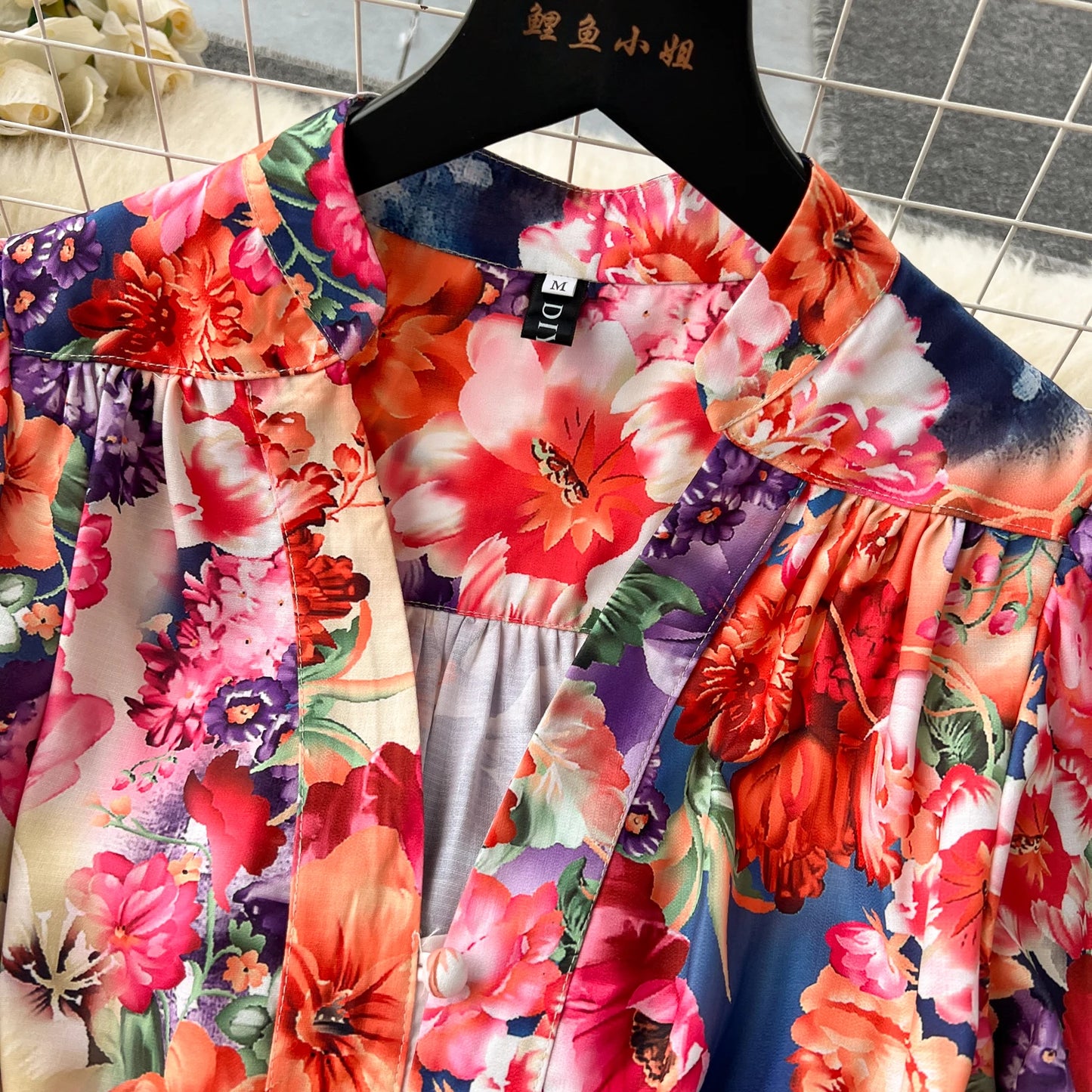 Spring Women'S Clothing Elegant V-Neck Long Skirt Floral Print Dress Large Hem Party Formal Maxi Dress Vestidos