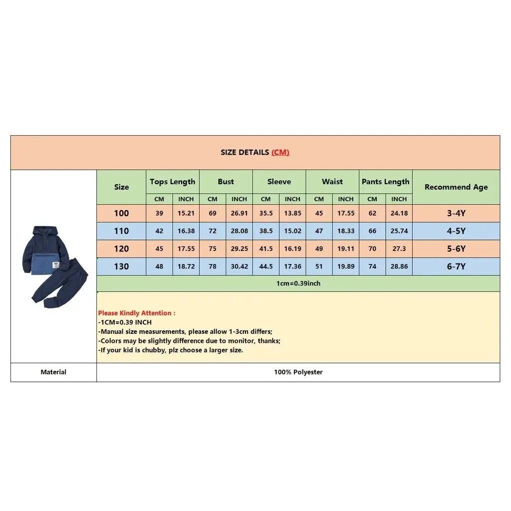 Kids Boy Fashion Clothes Suit Long Sleeve HoodedTop+Pants 2PCS Winter Costume Children's Boy Sports Style Outfits