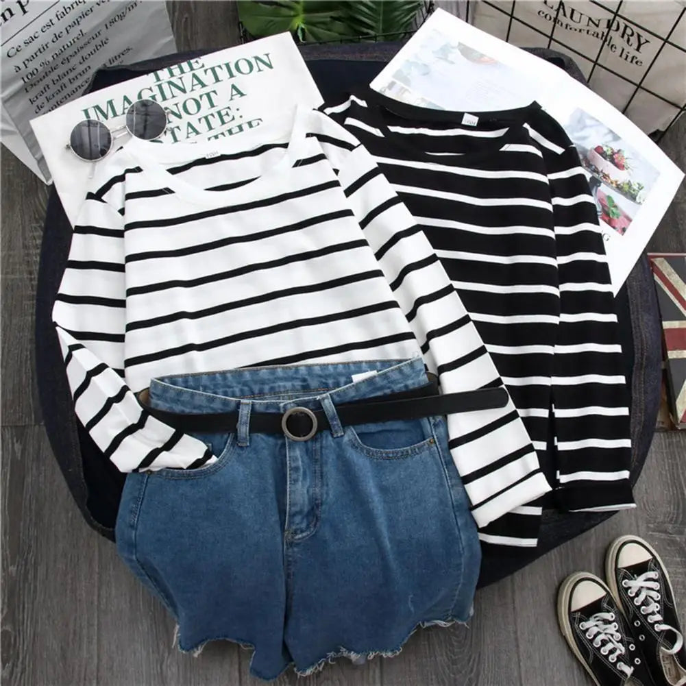 Women Blouse Popular Versatile Long Sleeves Streetwear Bottoming Shirt Autumn T-shirt