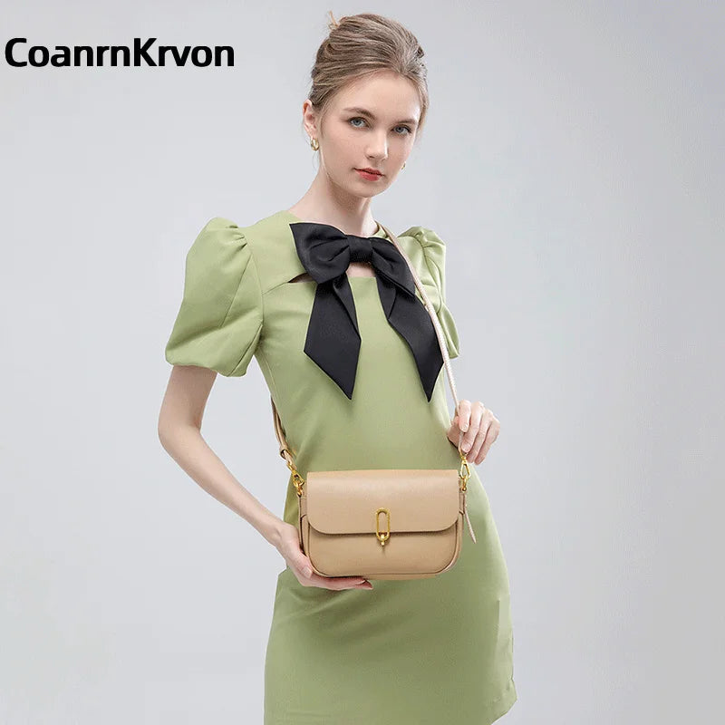 Ladies Fashion Satchel Soft Leather Shoulder Bag Flap Bag Luxury Crossbody Bag Famous Pure Color Shoulder Bag Fashionable Commut