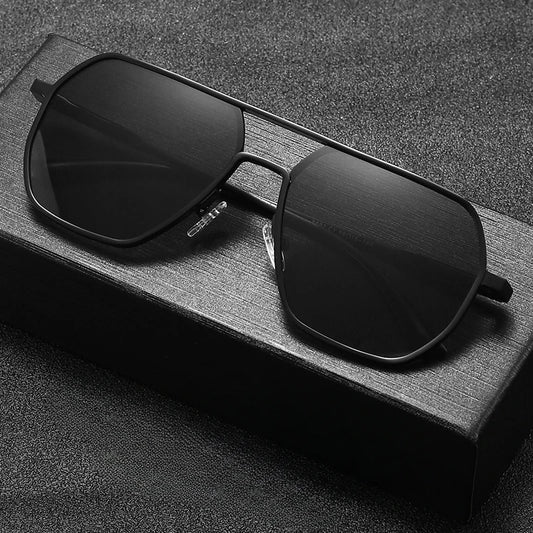 Men's Polarized Sunglasses UV400 Dual-use Day and Night Photochromic Glasses Outdoor Polygon Full Frame for Men