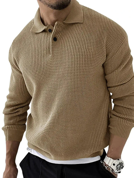Men's Sweater Knitted POLO Shirts Lapel Solid Color Knitted Pullover Social Streetwear Casual Business Men Clothin