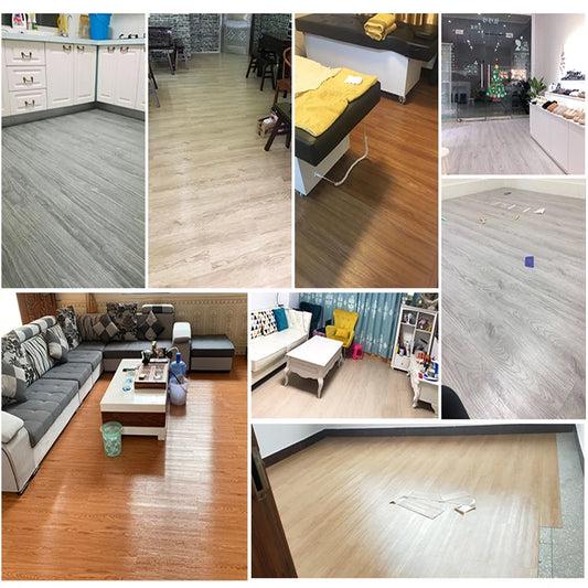 Self-Adhesive Wood Grain Floor Wallpaper Waterproof Wall Sticker Bedroom Living Room Toilet Kitchen Home Decor Floor Sticker