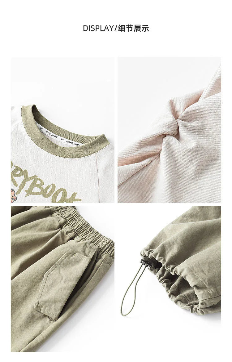 winter autumn Children set Clothes Girls tracksuit bear t shirt tops + Sport cargo pants Kid Teenager 6 7 8 9 10 11 12 year