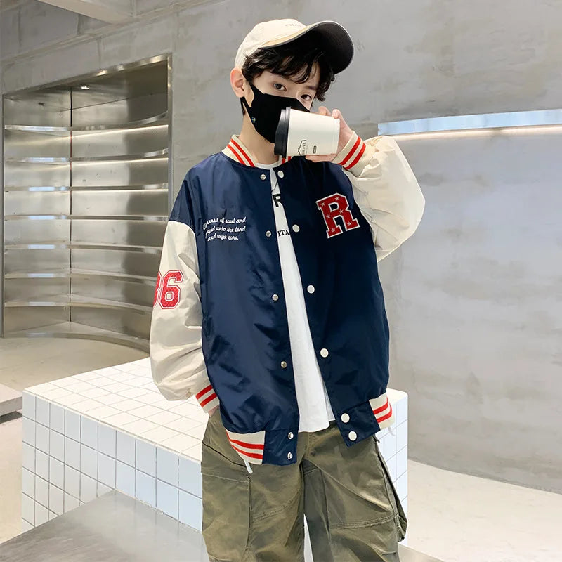 Spring Autumn Bomber Jacket for Kids Casual Baseball Uniform Coats Children Outerwear Boys Varsity Clothes