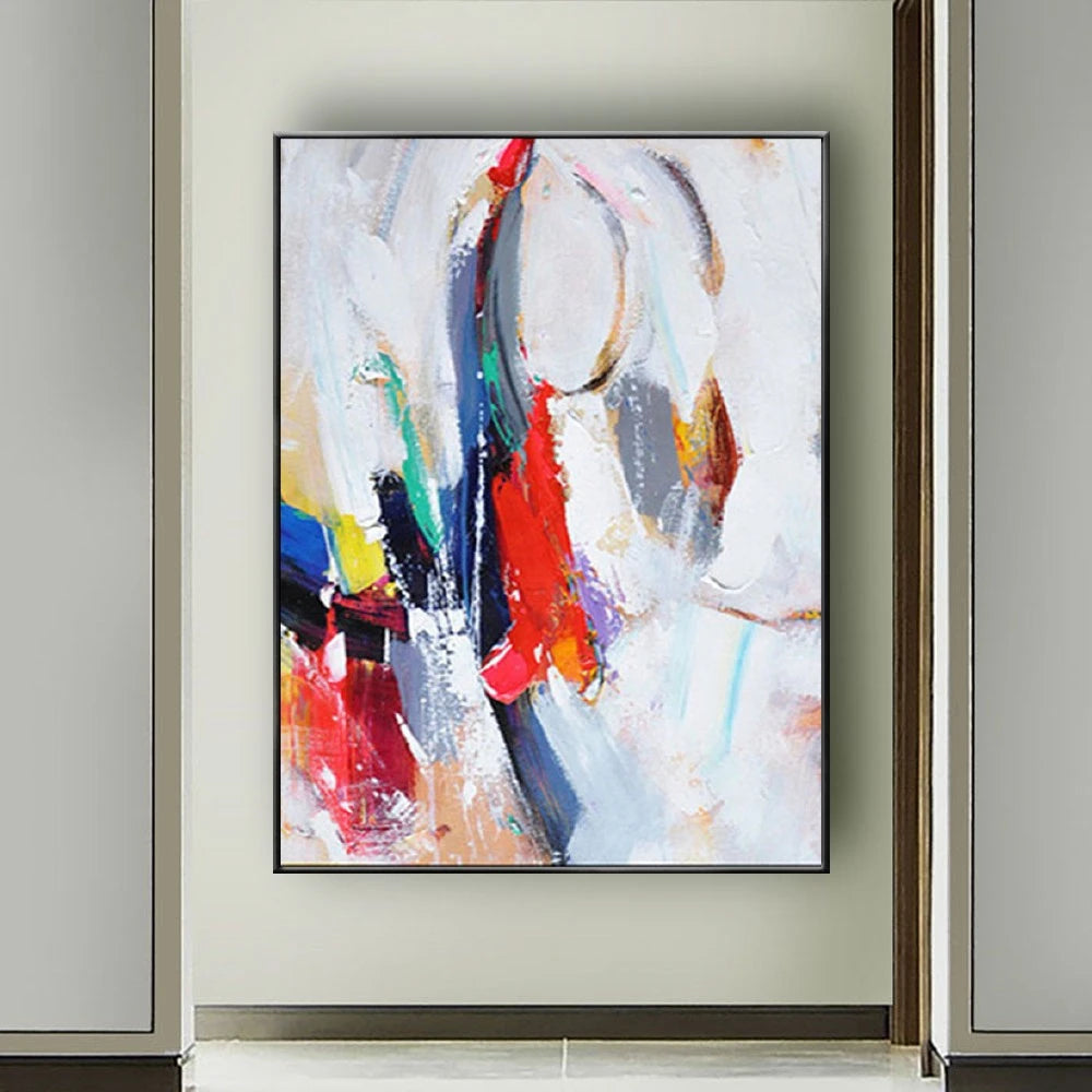 Large Handmade Textured Oil Painting On Canvas Modern Abstract POP Geometry Wall Art Picture For Living Room Bedroom Room Decor