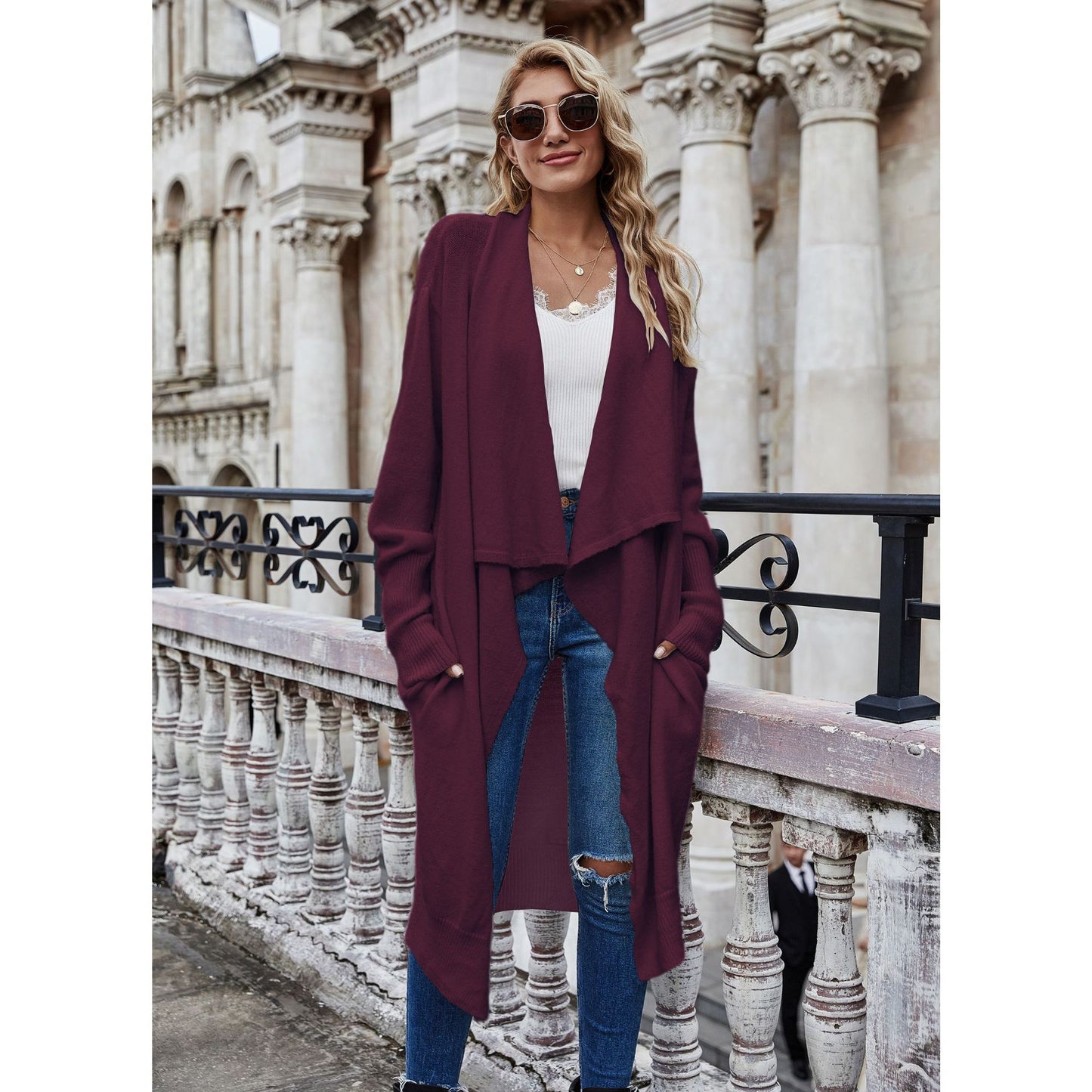 Plus Size Women's Long Fashion Temperament Knitted Coat
