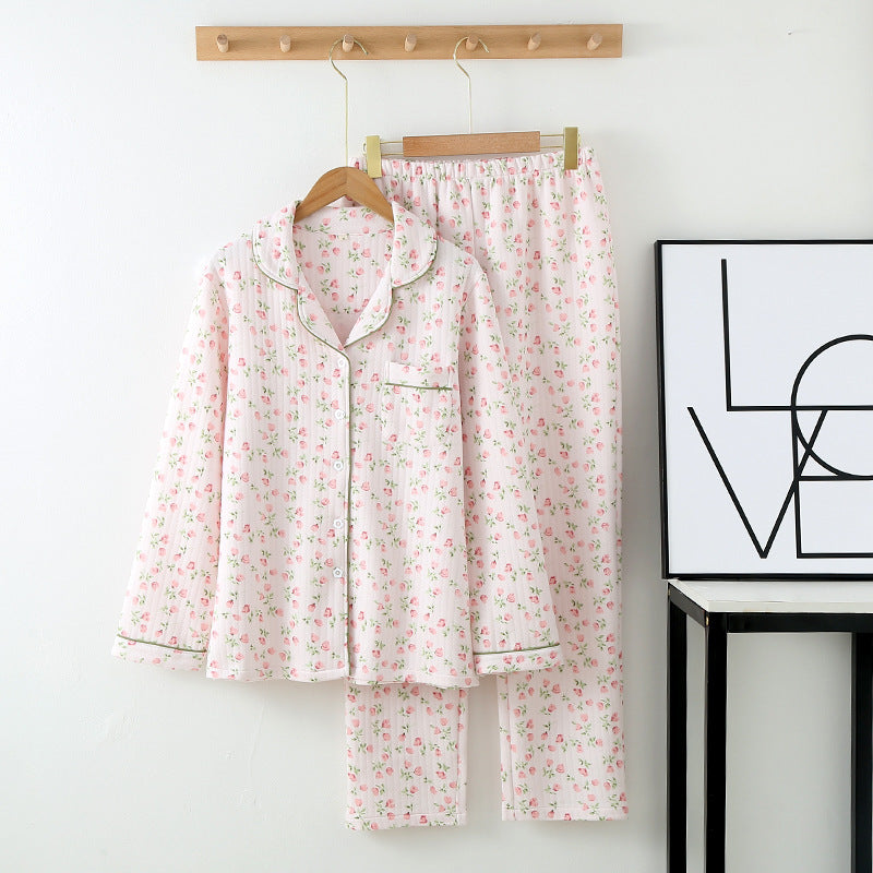 Women's Fashionable Warm Lapel Homewear Pajamas Suit