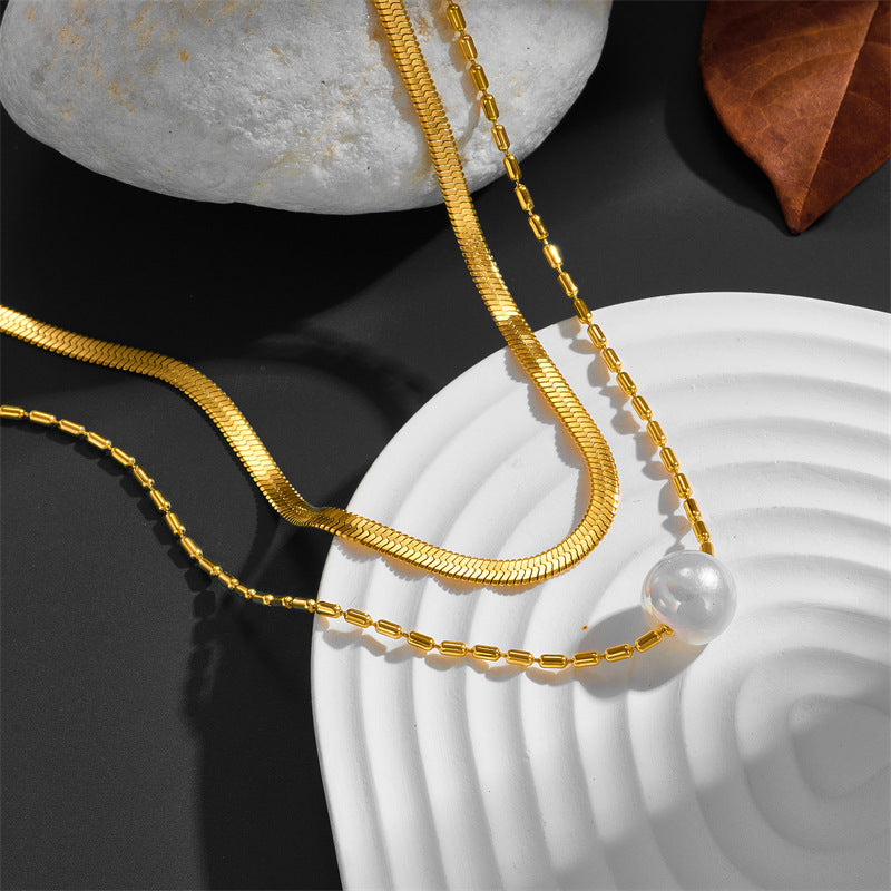 Titanium Steel Double-layer Twin Necklace
