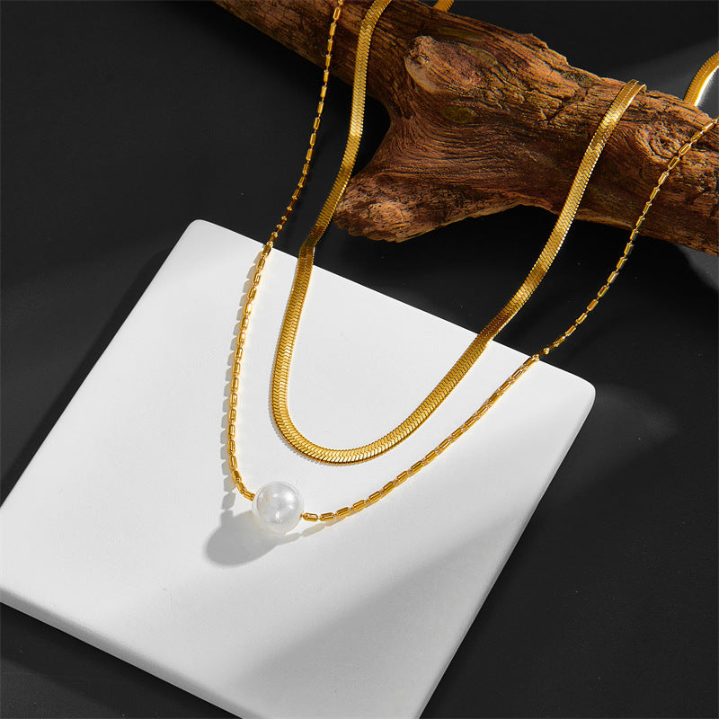 Titanium Steel Double-layer Twin Necklace