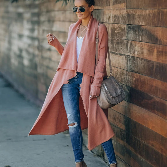 Plus Size Women's Long Fashion Temperament Knitted Coat