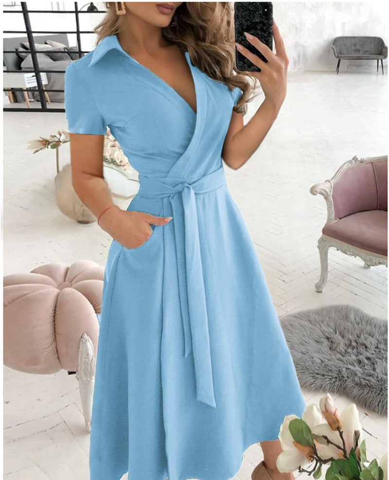 Fashion Long Sleeve V-neck Printed Sheath Dress