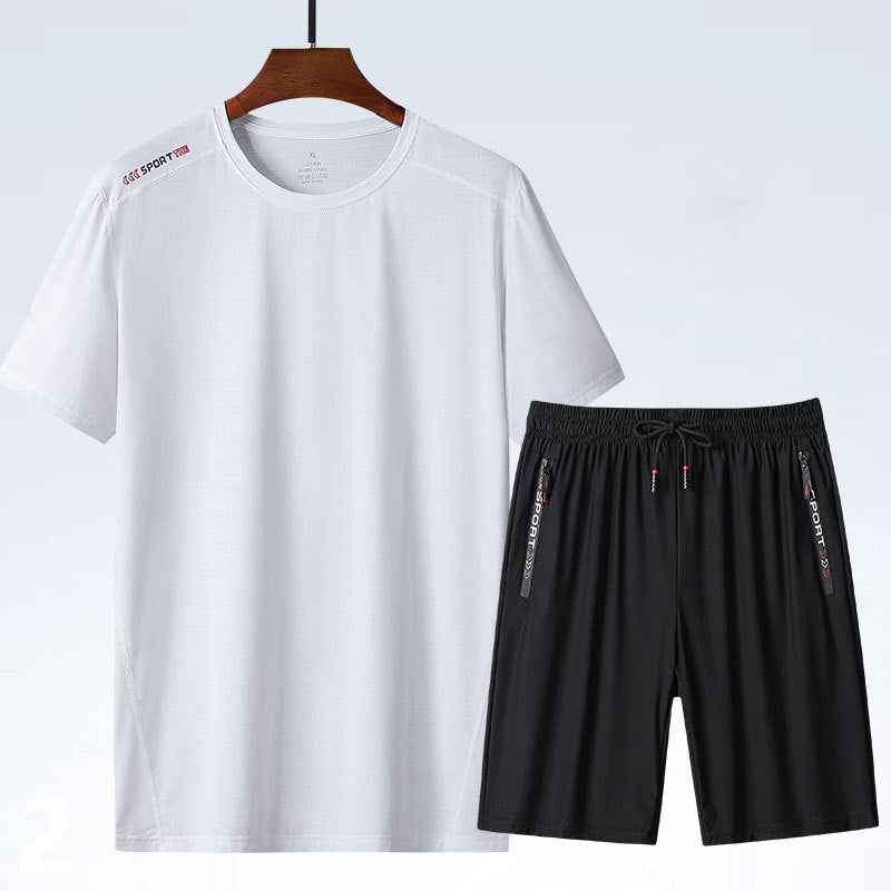 Men's Ice Silk T-shirt Sports Suit