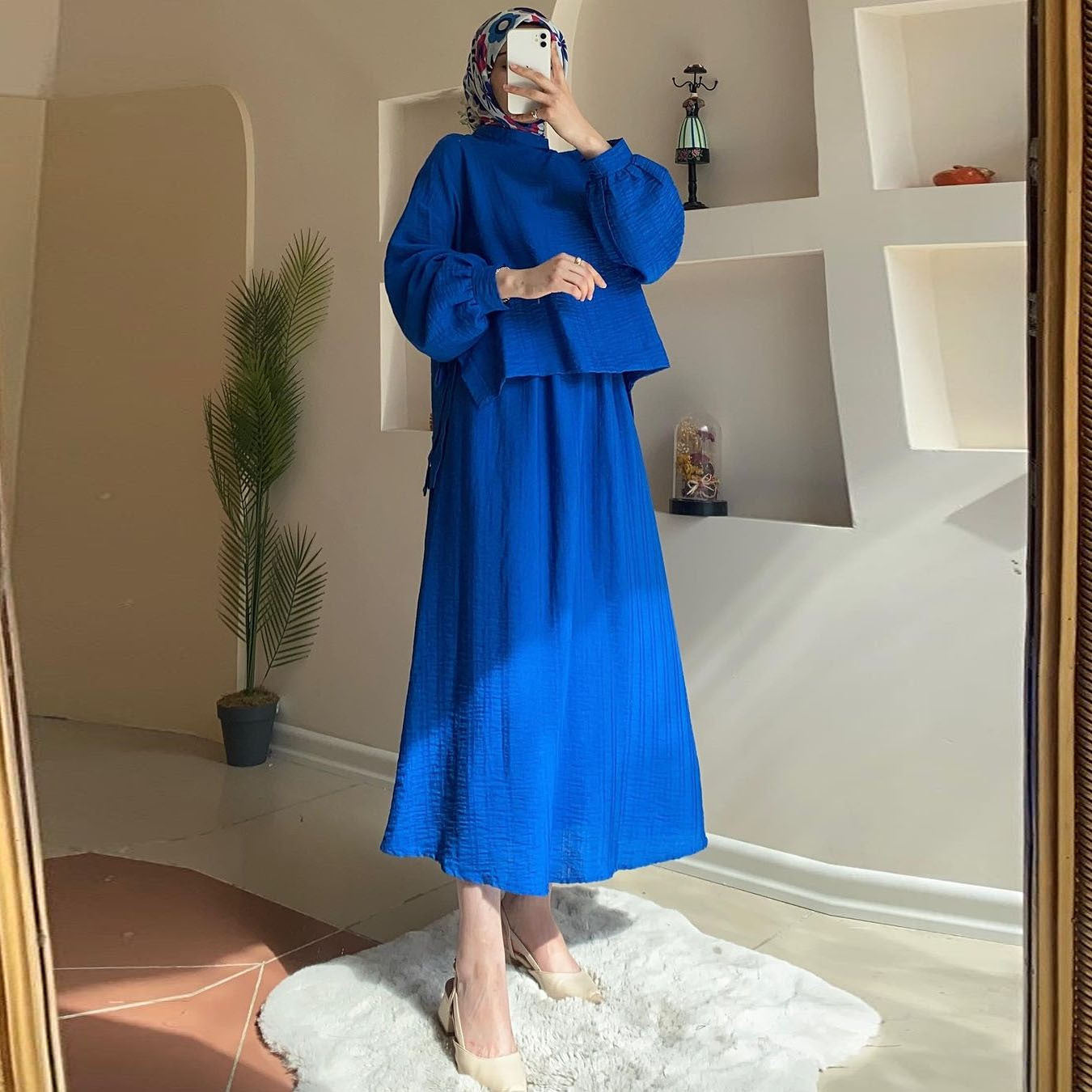 Fashion Long Sleeve Shirt Skirt Two-piece Suit