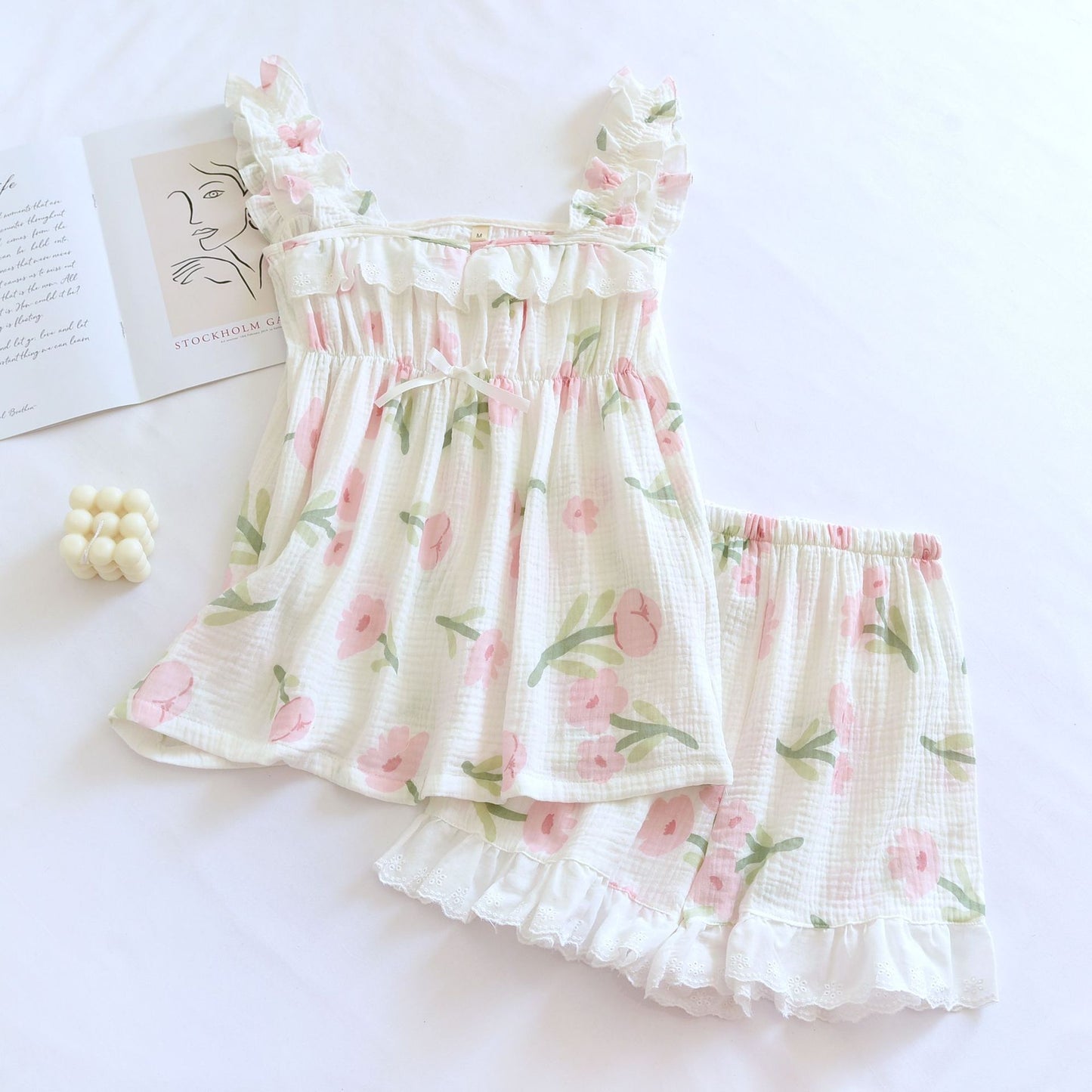Summer Crepe Short-sleeved Shorts Ladies' Homewear