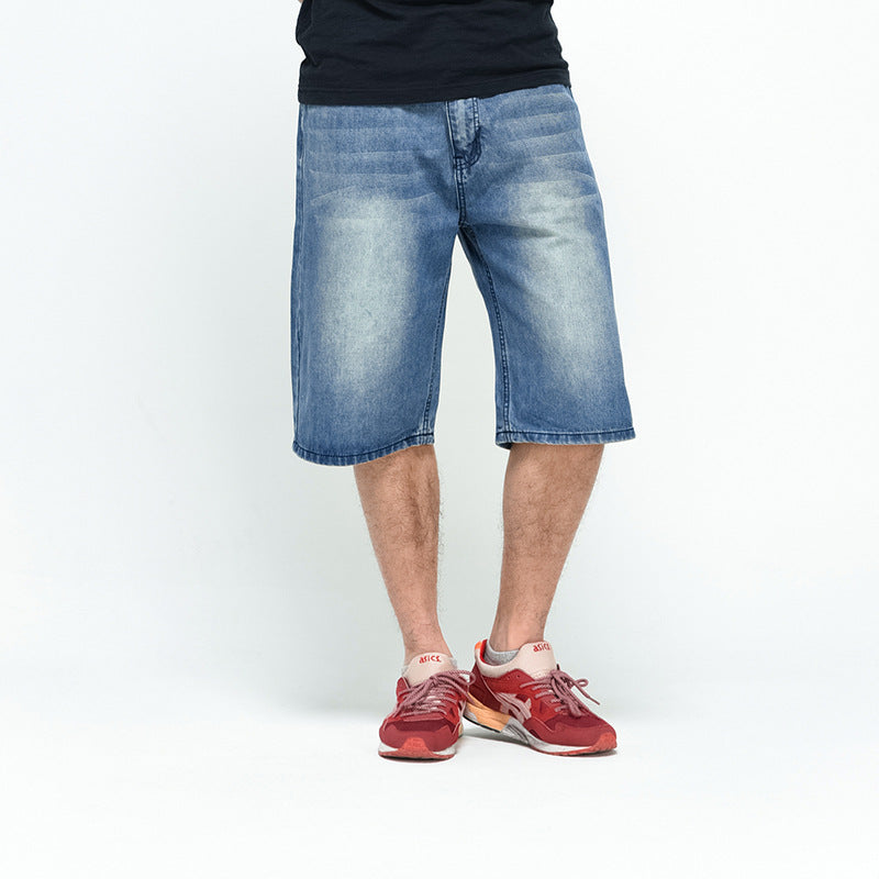 Men's Loose Capri Pants   Plus Guy Denim Medium Pants
