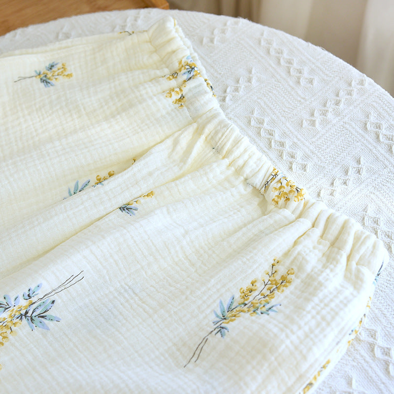 New Cotton Yarn Washed Cotton Crepe Summer Linglan Long-sleeve Suit