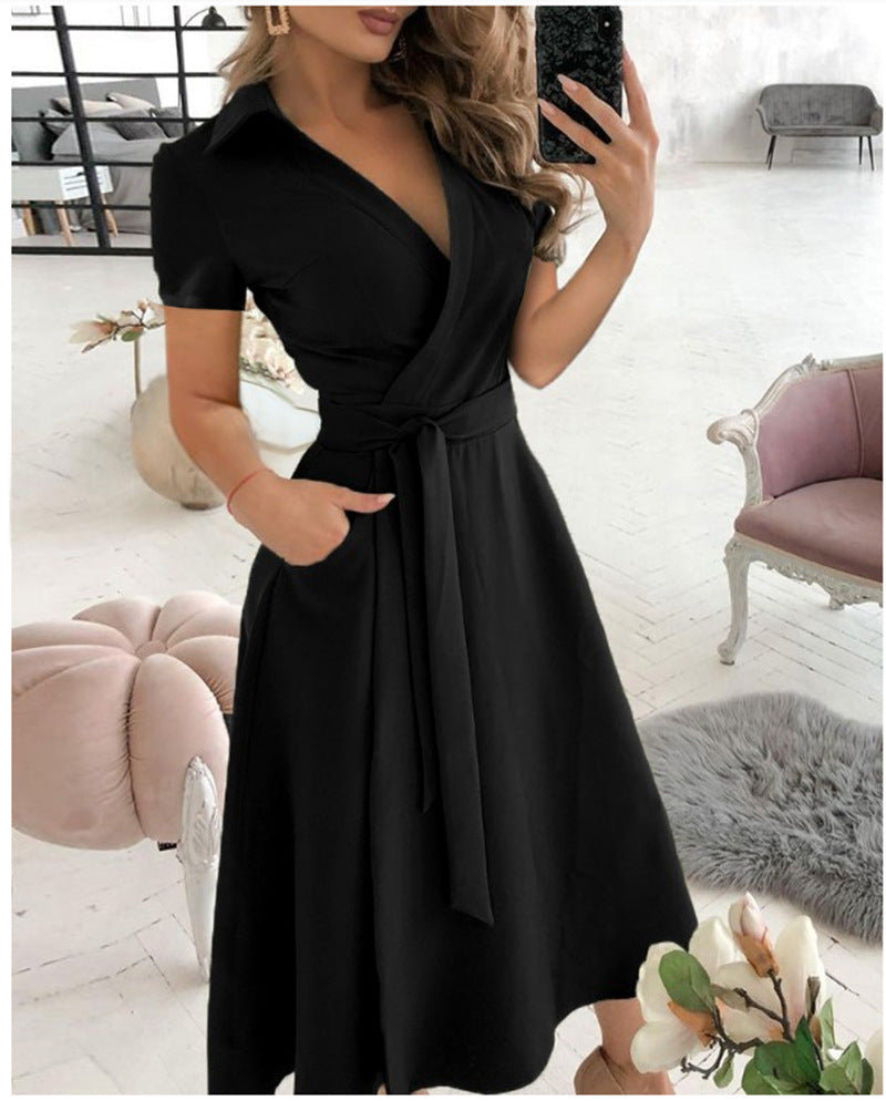 Fashion Long Sleeve V-neck Printed Sheath Dress