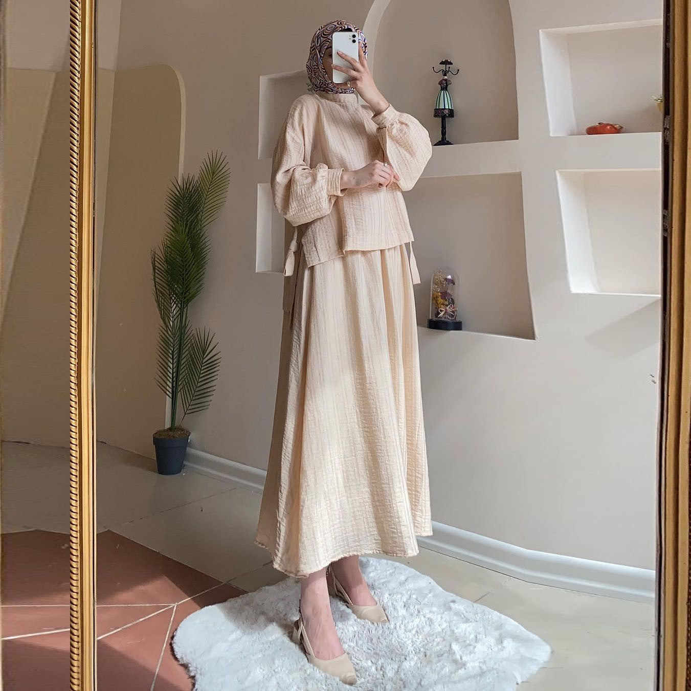Fashion Long Sleeve Shirt Skirt Two-piece Suit