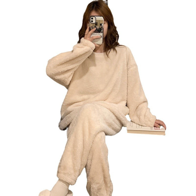 Women's Warm And Thick Flannel Pajama Set