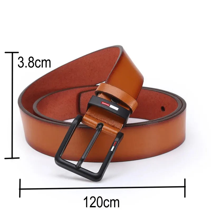 Men's PU Leather Alloy Pin Square Buckle Belt BusinessLeisure Belts Fashion Black Coffee Brown WaistBelts for Men