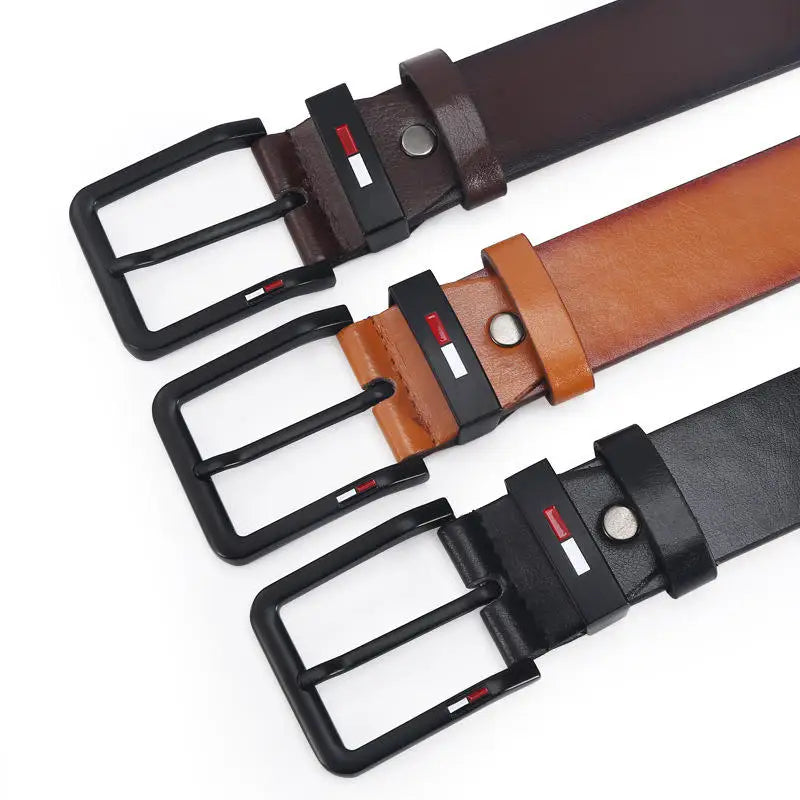 Men's PU Leather Alloy Pin Square Buckle Belt BusinessLeisure Belts Fashion Black Coffee Brown WaistBelts for Men