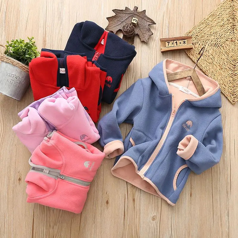 Kids Girls Jacket Coats Autumn Winter Soft Polar Fleece Hoodies Jacket Boys Coat Warm Children Outwear Teenagers