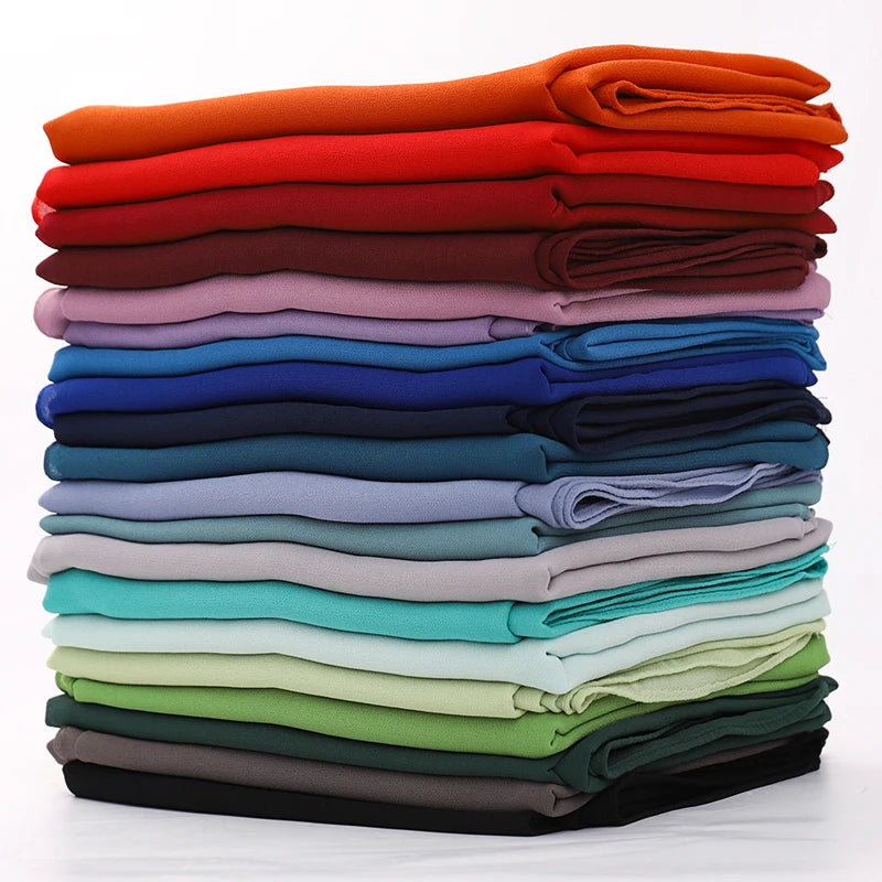 Chiffon Hijab Scarf 72*175cm Solid Color Muslim Fashion Shawl Headscarves For Women Islam Head Wraps Ladies Scarves Veil Ramadan